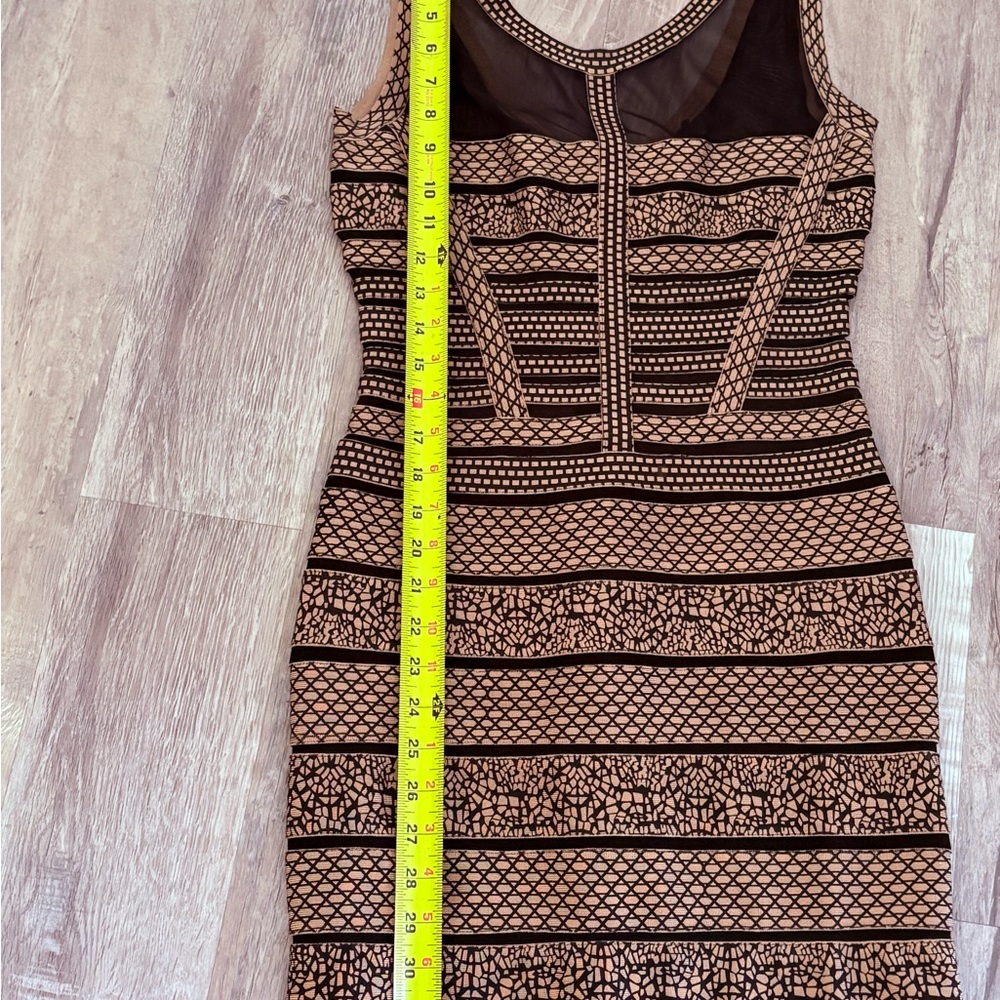 Herve Leger style Black and Beige Striped Bandage Mini Dress - Picture 5 of 5